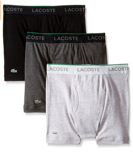 Lacoste 鳄鱼 Essentials Cotton Boxer Brief 男士平角内裤 3条装