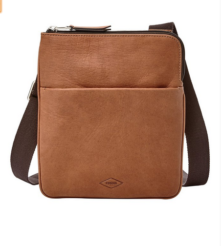 Fossil Edison Leather Courier Bag男士真皮单肩包