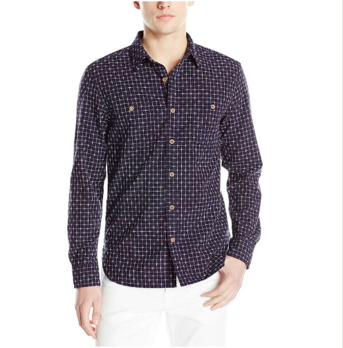 幸运牌 Lucky Brand Men's Indigo Dobby Pattern Shirt 男士亚麻衬衫