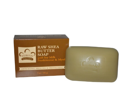 Nubian Heritage, 天然乳木果油香皂，含豆浆、乳香及没药，5盎司(141克)。