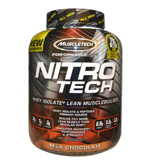 Muscletech, 性能系列，Nitro-Tech，乳清分离蛋白+瘦肌肉生长剂，牛奶巧克力