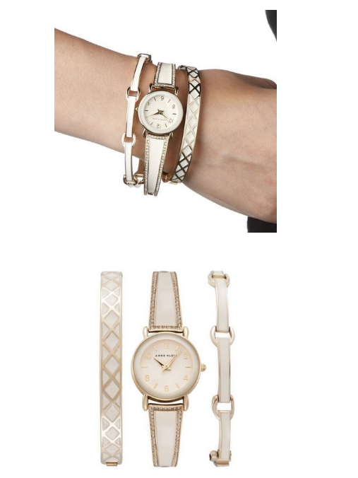ANNE KLEIN AK/2052IVST 女款镶水晶时装腕表手镯套装