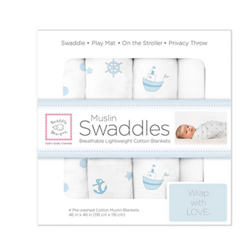 SwaddleDesigns Muslin细棉 婴儿包巾/抱毯 4条装