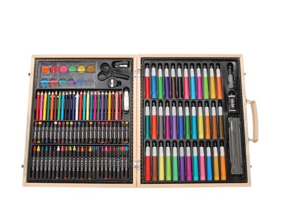 便携式美术绘画工具组合 131件 木盒豪华套装