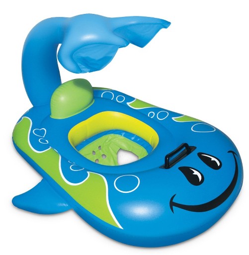 蓝色鲸鱼婴儿学习游泳圈气垫 