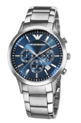 阿玛尼 男装AR2448经典计时码表不锈钢蓝色表盘腕表