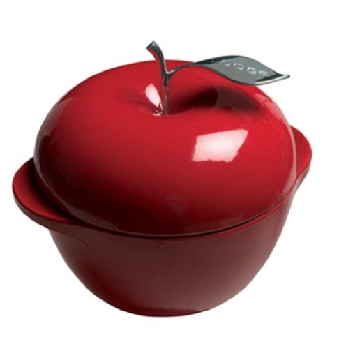 红色苹果3夸脱珐琅铸铁炖锅