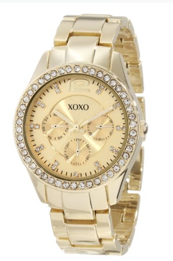 金色镶水钻XO5475 女款石英腕表