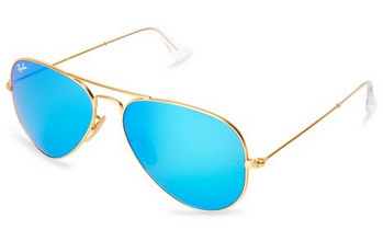 雷朋Aviator Sunglasses Gold 金丝边蓝色镜面 飞行员太阳镜