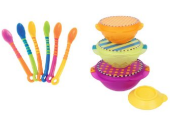 可微波 婴儿吸盘碗 三件套(不含BPA)+软勺子套装