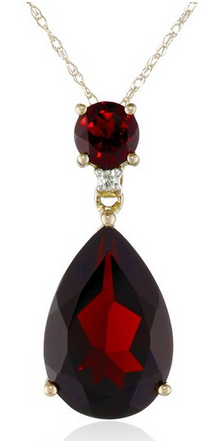 Gold Garnet Pendant 高贵红宝石黄金镶钻女士吊坠项链