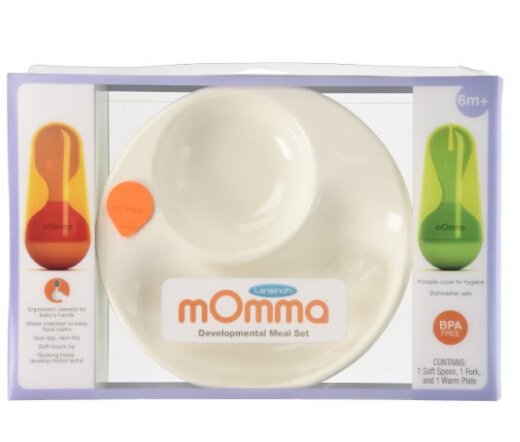  Lansinoh momma Mealtime 宝宝防滑保温碗餐具+不倒翁叉勺套装