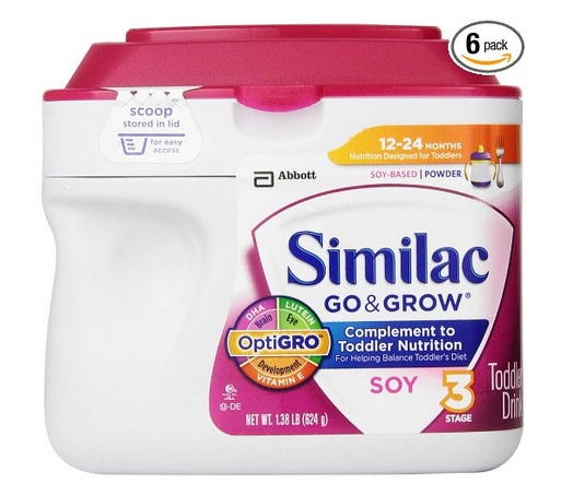 Similac 美版雅培 Go & Grow Stage 3 Soy Based 豆奶粉（含铁/12-24月/乳糖不耐受） 624g*6罐$108.45+$35.23含税直邮（约￥920）