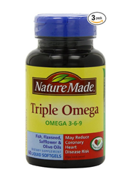 Nature Made 三倍 不饱和脂肪酸Omega 3-6-9 60粒*3瓶$16.99，约合150元（可用$1 coupon，实付$15.99，用S&S更低）