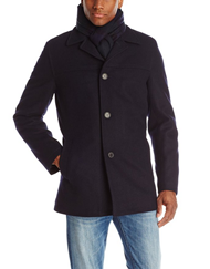 新低价！【Tommy Hilfiger Wool Melton Walking Coat 男士羊毛外套 带围巾，3色可选】$99.99，约合565元