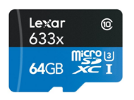 直邮中国！【雷克沙 Lexar TF microSDHC 633x UHS-I 64GB高速存储卡（95M/S）】$31.22，直邮到手约合209元。