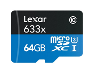 直邮中国！【雷克沙 Lexar TF microSDHC 633x UHS-I 64GB高速存储卡（95M/S）】$24.99，直邮到手约合170元。