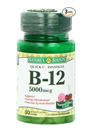 历史新低！【Nature''s Bounty B12 维生素舌下含片 5000mg*30片*3瓶】$15.9，约合115元。