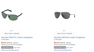 金盒特价！【 Amazon.com精选Ray-Ban太阳镜特卖】$60.00，直邮到手约401元。