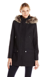 新低价！【London Fog Wool-Blend Parka 女式羊毛呢连帽大衣，3色可选】$98，约合618元。
