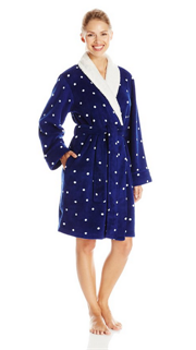 低至1折！【iRelax Playful Dot Plush Short Robe 女士俏皮圆点印花豪华绒领浴袍】$7.00+$12直邮（到手约￥126）