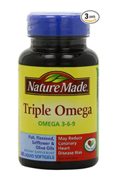 新低！【Nature Made 三倍 不饱和脂肪酸Omega 3-6-9 60粒*3瓶】$14.89，转运约合148元。