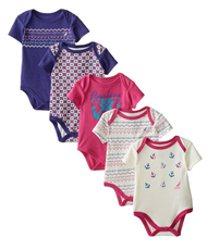 凑单品【NAUTICA 诺帝卡 Baby Girls'' 5 Pack Bodysuits 女婴连体衣 5件装】$6.99起+$4.52直邮中国（约￥75起）