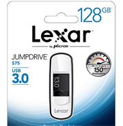 新低价！【Lexar 雷克沙 JumpDrive S75 U盘（128GB、USB3.0）】