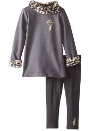 限尺码！【Juicy Couture Gray Leopard Tunic and Leggings 女童豹纹套装】