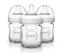 美亚直邮【Philips Avent 飞利浦新安怡 Natural 宽口径玻璃奶瓶 120ml*3个】