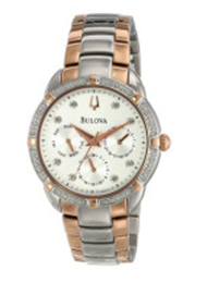 叠加8折！【Bulova 98R177 宝路华镶钻+玫瑰金三眼女表】