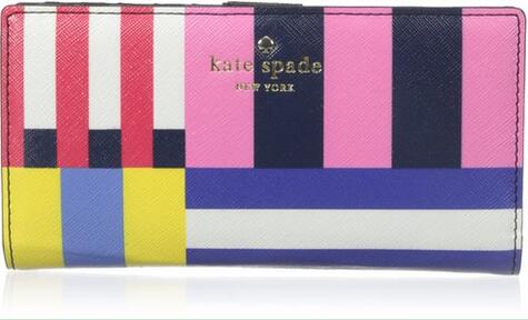 美亚 近期特价！【Kate Spade New York 凯特·丝蓓 Cedar Street Flag Stripes Stacy真皮钱包 海淘 6.6折】