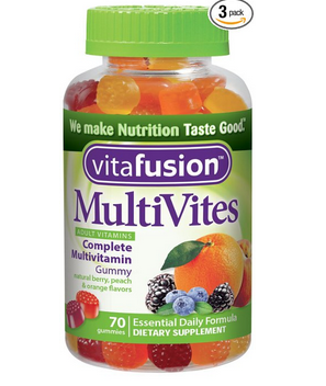 美亚 凑单品！【Vitafusion Multivites 成人复合维生素水果味软糖 70粒*3瓶】