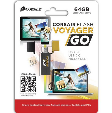 美亚 再特价！【Corsair 海盗船 Voyager GO 64GB USB3.0双头OTG手机U盘】