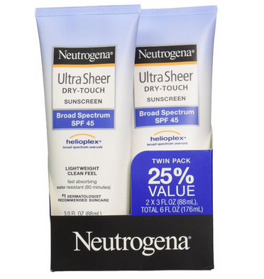 美亚 低价！【Neutrogena 露得清 轻透防晒乳SPF45+ 88ml*2支装】