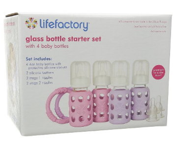  Lifefactory 婴儿4oz玻璃奶瓶奶嘴磨牙环套装