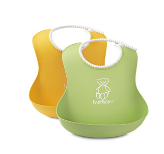 BABYBJORN Soft Bib, Green/Yellow, 2 Pack 