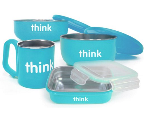 蓝色好价!Thinkbaby BPA Free 宝宝安全餐具套装