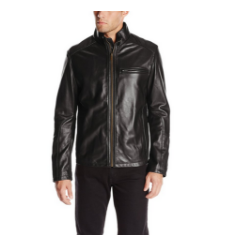 再降价： COLE HAAN Smooth Leather Moto Jacket 男款羊羔皮夹克 