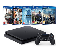 【法亚】SONY 索尼 PlayStation 4 Slim（最终幻想15+看门狗2+古墓丽影崛起+GTA V+巫师3）豪华同捆套装