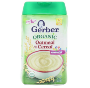 Gerber 嘉宝 Cereal DHA and Probiotic 有机糙米谷物米粉 6罐装，8 Ounce (Pack of 6) 