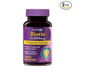 Natrol 耐趣 Biotin Maximum Strength 防脱发生物素 10000mcg 100粒 2瓶装