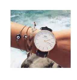 Daniel Wellington 女款玫瑰金色石英休闲腕表特卖