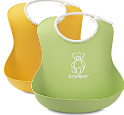 【亚马逊海外购+美亚直邮】BABYBJORN Soft Bib宝宝围嘴 (Pack of 2) 绿色/黄色 2组