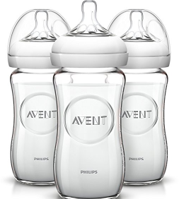 【亚马逊海外购+美亚直邮】PHILIPS 飞利浦 AVENT 天然玻璃奶瓶 8 盎司(3件装)