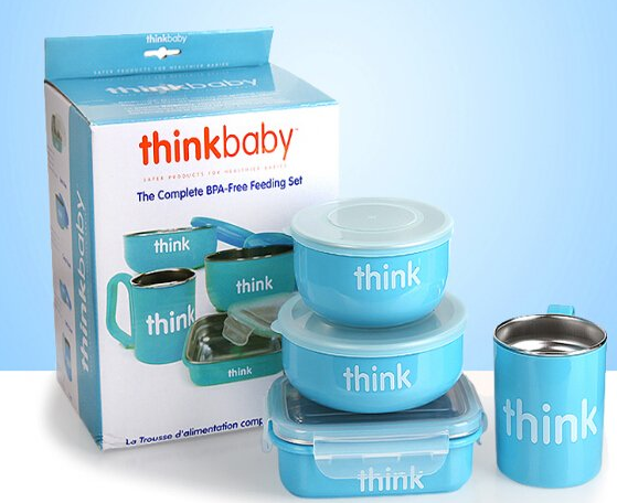 【亚马逊海外购 + 美亚直邮】Thinkbaby 辛克宝贝儿童餐具4件套蓝色款