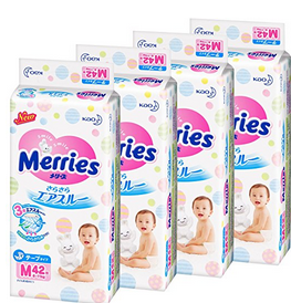 #亚马逊PrimeDay#【日亚】Kao 花王 Merries 婴儿纸尿裤 M42片*4包