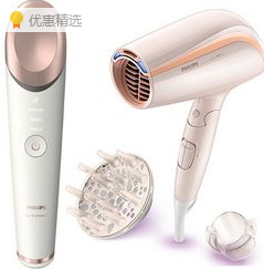 #亚马逊PrimeDay#【亚马逊海外购】Philips 飞利浦 BSC301/05 眼周焕亮仪送双倍负离子智能倍护吹风机!