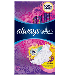【亚马逊海外购+美亚直邮】Always Radiant 护翼卫生巾, 清香型，30 片/包( 3包装)