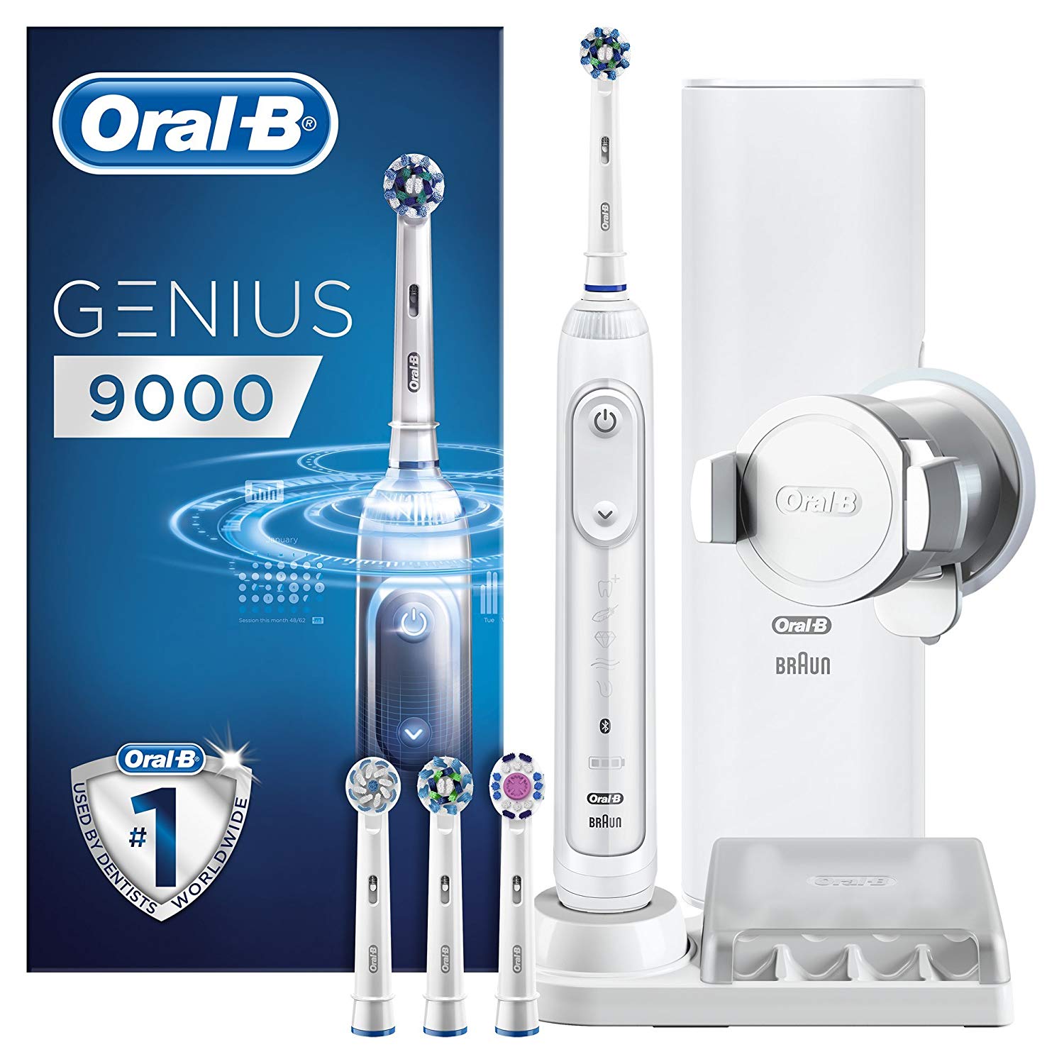 降价！#亚马逊海外购#Oral-B Genius 9000 旗舰款 智能牙刷套装 含4刷头